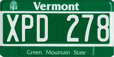 VT license plate XPD278