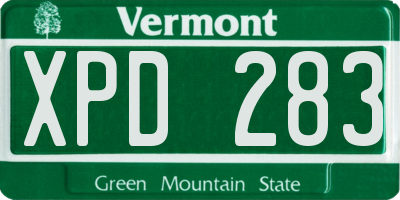 VT license plate XPD283