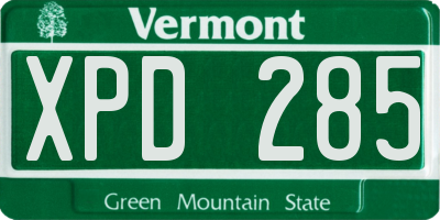 VT license plate XPD285