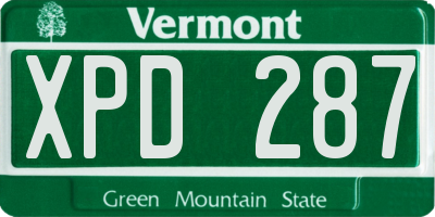 VT license plate XPD287