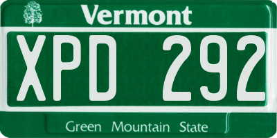VT license plate XPD292