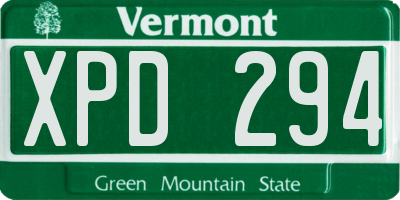 VT license plate XPD294