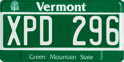 VT license plate XPD296