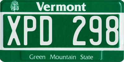 VT license plate XPD298
