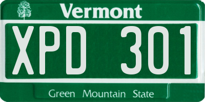 VT license plate XPD301