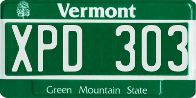 VT license plate XPD303