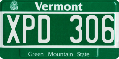 VT license plate XPD306
