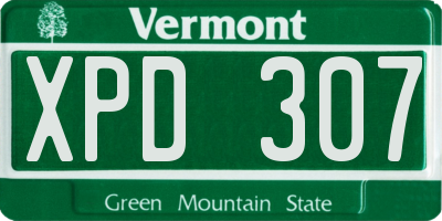 VT license plate XPD307