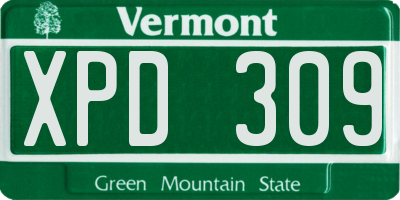 VT license plate XPD309