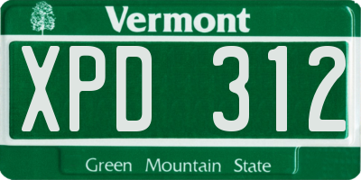 VT license plate XPD312