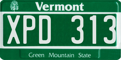 VT license plate XPD313