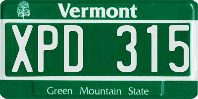 VT license plate XPD315