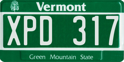 VT license plate XPD317