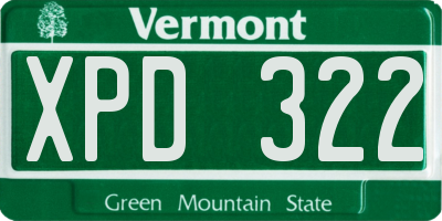 VT license plate XPD322