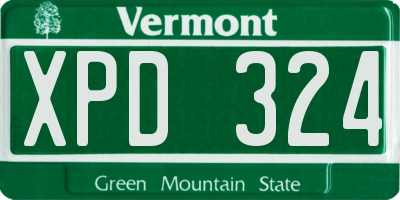 VT license plate XPD324