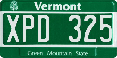 VT license plate XPD325