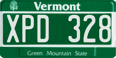 VT license plate XPD328