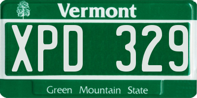 VT license plate XPD329