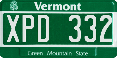 VT license plate XPD332