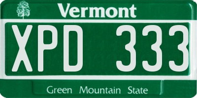 VT license plate XPD333