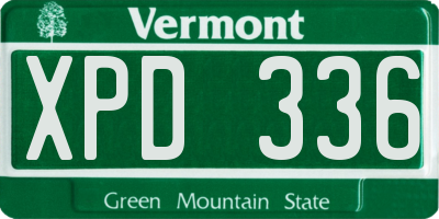VT license plate XPD336