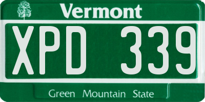VT license plate XPD339