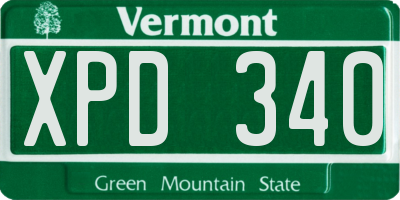 VT license plate XPD340