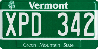 VT license plate XPD342