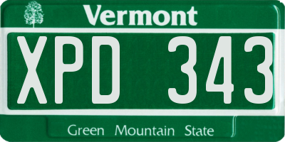 VT license plate XPD343