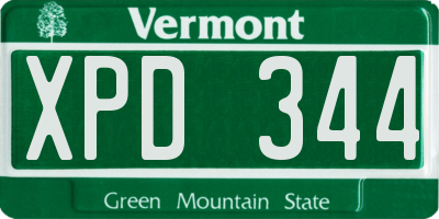 VT license plate XPD344