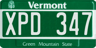 VT license plate XPD347