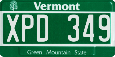 VT license plate XPD349