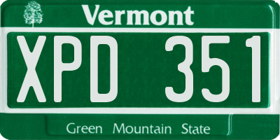 VT license plate XPD351