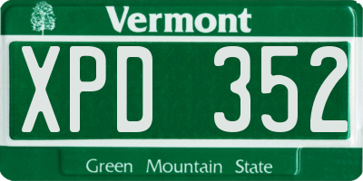 VT license plate XPD352