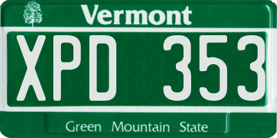 VT license plate XPD353