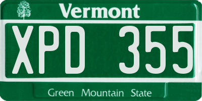 VT license plate XPD355