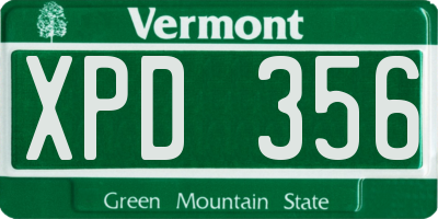 VT license plate XPD356