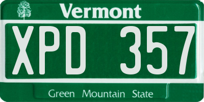 VT license plate XPD357