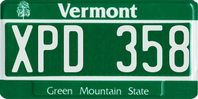 VT license plate XPD358