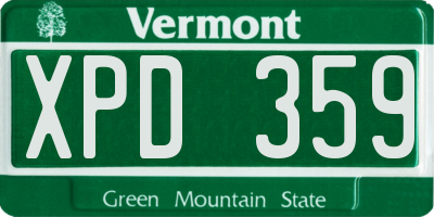 VT license plate XPD359