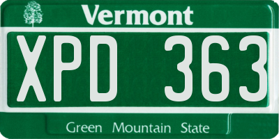 VT license plate XPD363