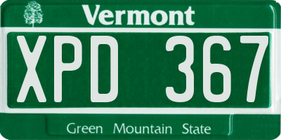 VT license plate XPD367