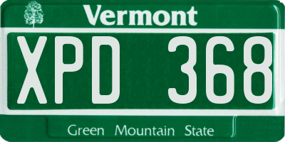 VT license plate XPD368