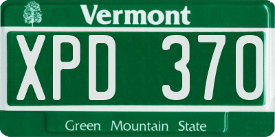 VT license plate XPD370