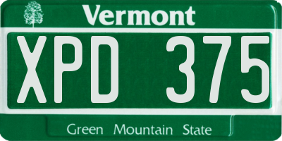 VT license plate XPD375