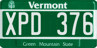 VT license plate XPD376