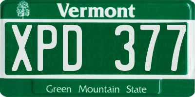 VT license plate XPD377