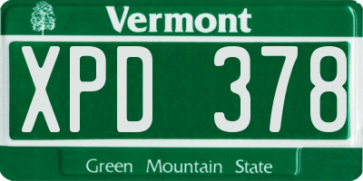 VT license plate XPD378