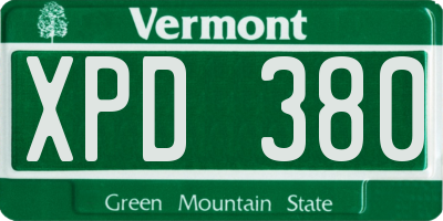 VT license plate XPD380