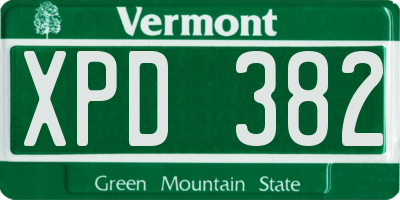 VT license plate XPD382
